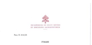 Decreto dell’undici ottobre 2024 dal Dicastero per il Culto Divino e la Disciplina dei Sacramenti